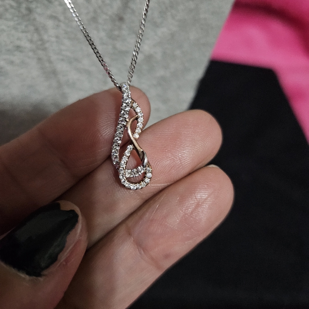 Sterling silver and rose gold tone necklace - Picture 1 of 5